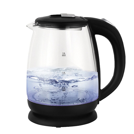 Чайник электрический Gelberk, GL-399, 1.8 л, 1500 Вт, скрытый нагревательный элемент, подсветка, стекло
