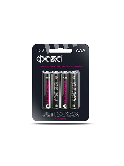 Батарейка ФАZА, ААА (LR03, 24A), Ultra Max, щелочная, блистер, 4 шт, 5043084