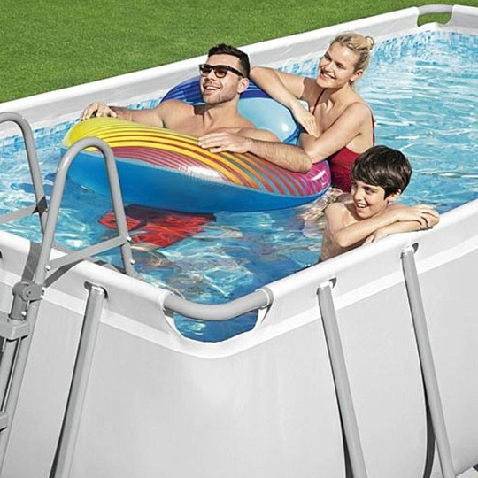 Бассейн каркасный Bestway, 488х244х122 см, Power Steel Rectangular, 56670BW, фильтр-насос, лестница, тент, 11532 л, поплавок-дозатор