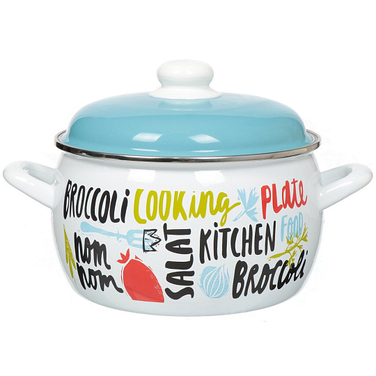 Набор посуды эмалированная сталь, 6 предметов, кастрюли 2.2,4,5.3 л, индукция, Metrot, Брокколи, 2701