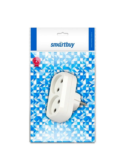 Двойник 2 гнезда, без заземления, плоский, 10 А, Smartbuy, SBE-10-A02-2