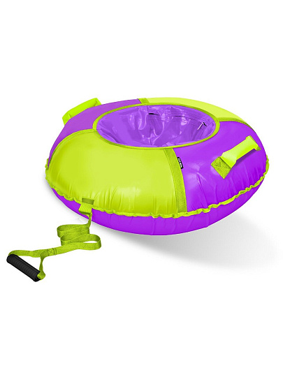 Санки-ватрушка Nika, 110 см, 110 кг, с буксировочным тросом, с ручками, фиолетово-лимонные, ТБ1К-110/ФЛ