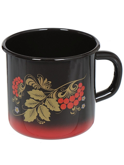 Кружка сталь, эмалированное покрытие, 1 л, Сибирские товары, С0107.8, красно-черная
