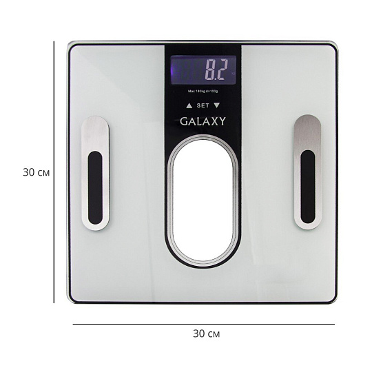 Весы напольные электронные, Galaxy Line, GL 4852, стекло, до 180 кг, 30х30 см, многофункциональные