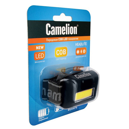Фонарь налобный, Camelion, 5 355, пластик, 13748