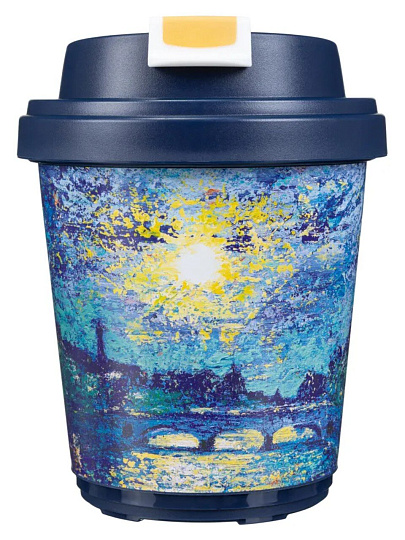 Термостакан пластик, 0.3 л, Бытпласт, Phibo Лунная ночь, с клапаном, с декором, синий, 435259917