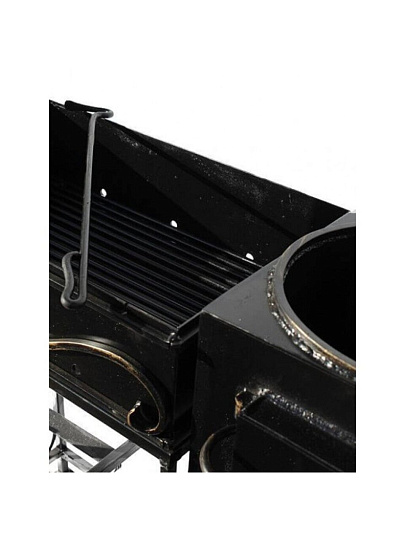 Мангал 1050х400х1950 мм, 3 мм, стационарный, крыша, кочерга, решетка, подставка под казан, Имение