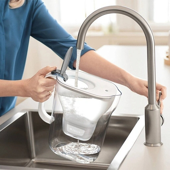 Фильтр-кувшин Brita, Style MX+ Led, для холодной воды, 2.4 л, серый, 1021905