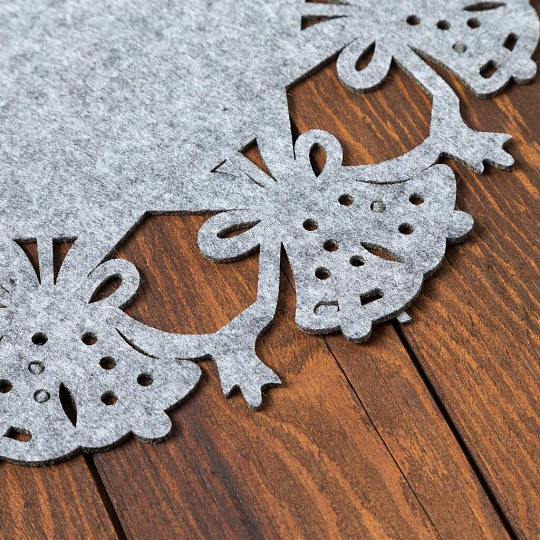 Салфетка декоративная 30 см, фетр, 100% полиэстер, серая, Доляна, Колокольчики, 4408869