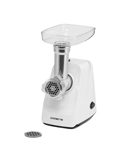Мясорубка электрическая Polaris, PMG 1852 Rus, 1800 Вт, реверс, 2 кг/мин, пластик, 2 насадки, белая