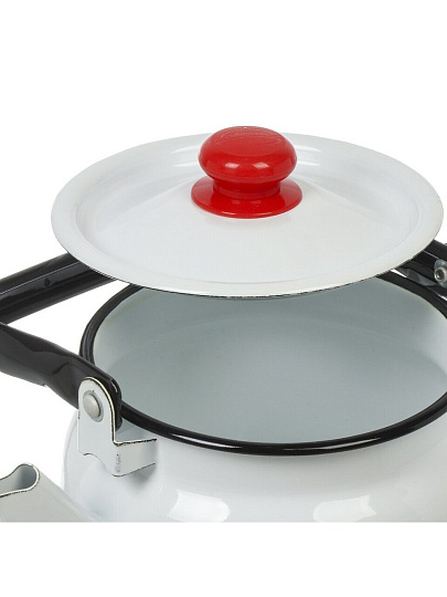 Чайник сталь, эмалированное покрытие, 3.5 л, с кнопкой, Сибирские товары, Цветы красные, белый, С2716.3*95