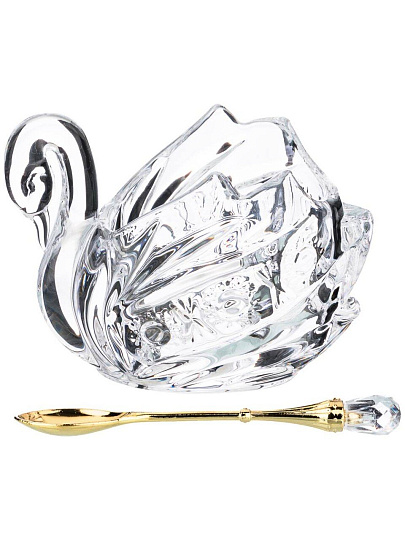 Икорница стекло, Lefard, Muza Crystal Лебедь, 11х7х8.5 см, с ложкой, 355-273