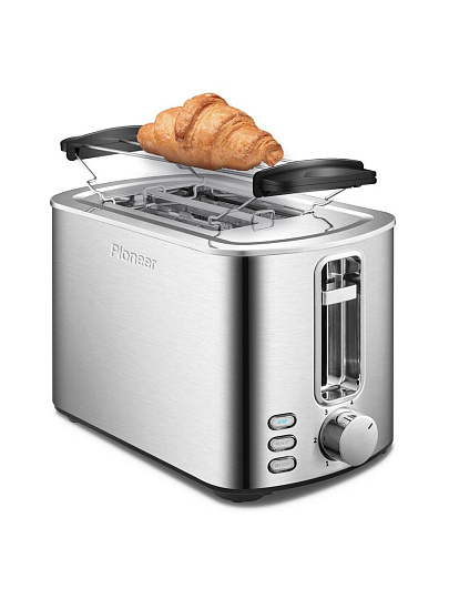 Тостер Pioneer, TS151, 850 Вт, 2 тоста, механический, серебристый
