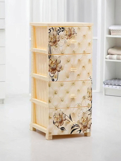 Комод 4 ящика, Барокко, 38х48х93 см, слоновая кость, РП-421
