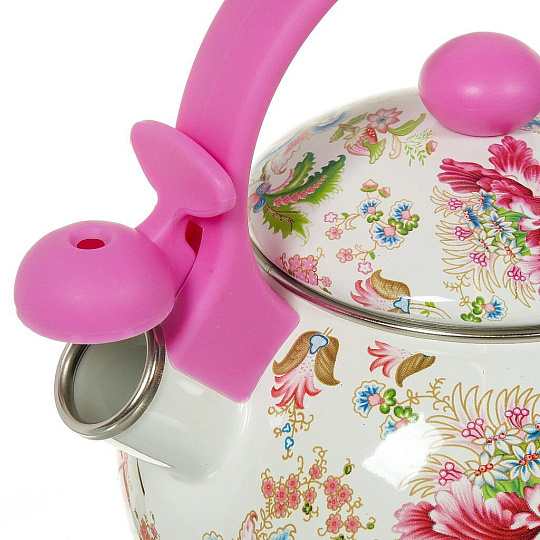 Чайник сталь, эмалированное покрытие, 2.2 л, со свистком, ручка пластиковая, Aurora, Вдохновение, 1909