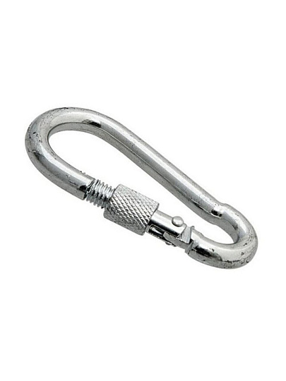 Карабин с гайкой, диаметр 6 мм, белый цинк, DIN5299D, 243420