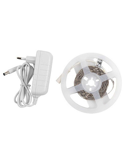 Лента светодиодная SMD 5050, 30 светодиодов/метр, 12 В, 7.2 Вт, IP20, 3 м, готовый комплект, адаптер, General Lighting Systems, 30LED/м-7.2BT/м-12B-IP20-6K, 502021