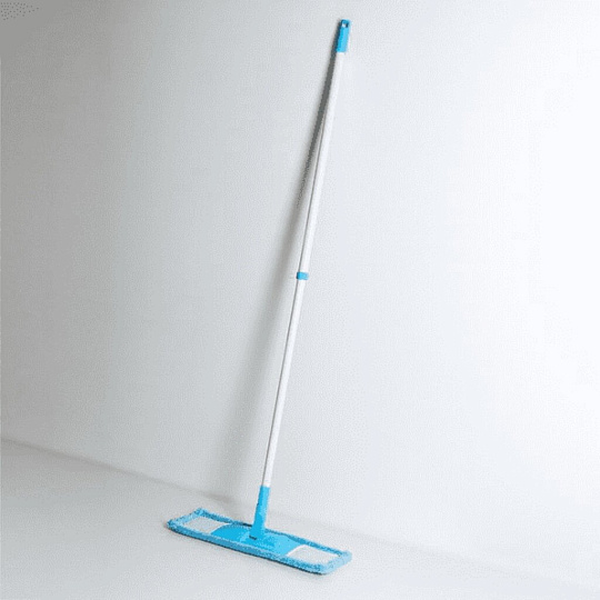 Швабра плоская, микрофибра, 43х13 см, голубая, телескопическая ручка, Grifon, 910-064