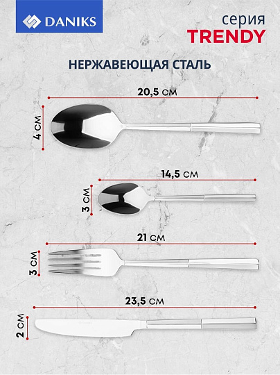 Набор столовых приборов нержавеющая сталь, 24 предмета, Daniks, Trendy