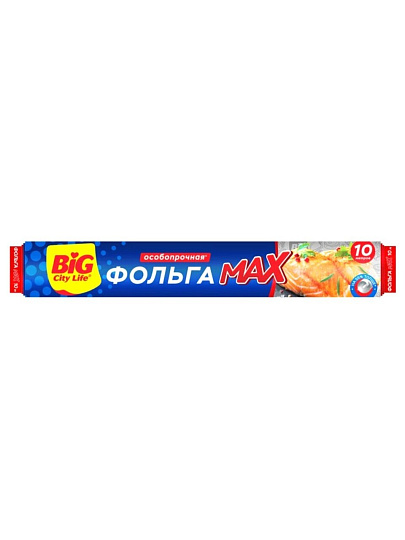 Фольга пищевая алюминий, 10 м, 14 мкм, Big City Life, Max, 14803995