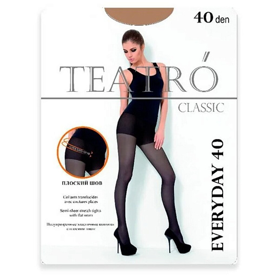 Колготки Teatro, Everyday, 40 DEN, р. 2, daino/загар, с шортиками
