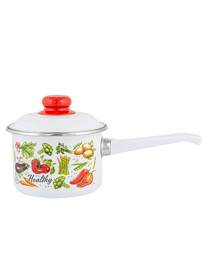 Ковш сталь, эмалированное покрытие, 1.5 л, крышка сталь, стальная ручка, индукция, Appetite, Veggies, 1RD144M