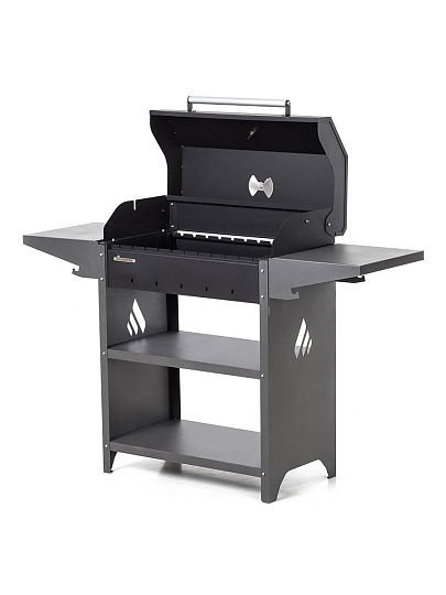 Мангал 1332х441х966 мм, 2 мм, с крышкой, гриль, полки, Gratar, Family Standart BBQ, FSB 2000