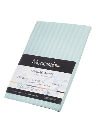 Пододеяльник 2-спальный, 175 х 220 см, 100% хлопок, страйп-сатин, мята, Monocolor, рис.4154а-1