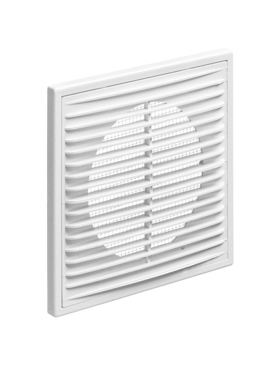 Решетка вентиляционная пластик, разъемная, 150х150 мм, с сеткой, белая, Viento, 1515ПВР