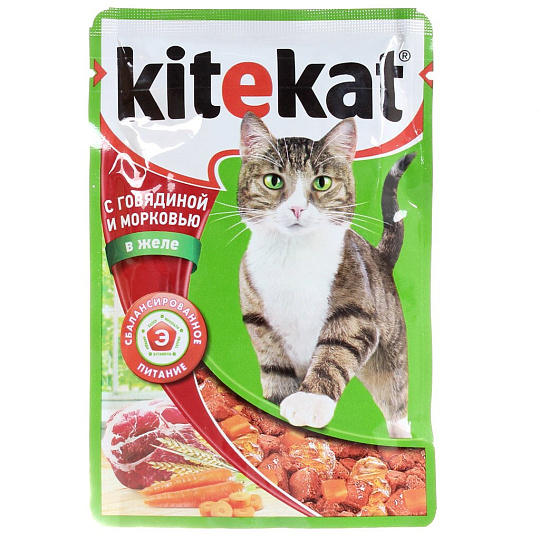 Корм д/жив.Китекат желе с говяд. и морк. 24*100г (7179)