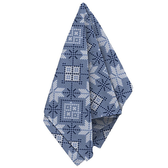 Полотенце кухонное вафельное, 40х50 см, 100% хлопок, Winterland, Снежный калейдоскоп, синее, Россия, 670946