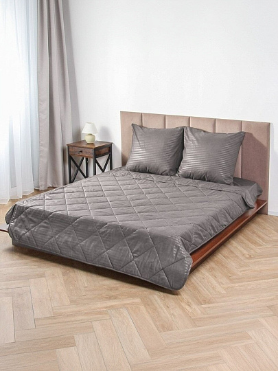 Постельное белье 2-спальное, простыня 180х216 см, 2 наволочки 70х70 см, пододеяльник 175х215 см, Майская ночь, полисатин, одеяло 175х215 см, Грей