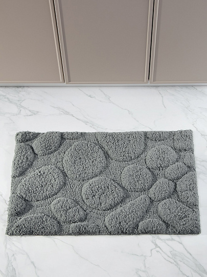 Коврик для ванной, 0.5х0.8 м, микрофибра, камень, серый, Silvano, Лиона