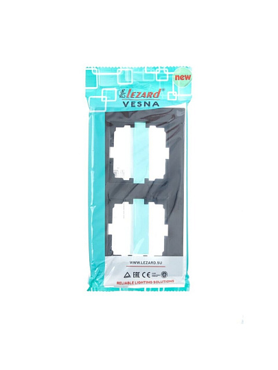 Рамка двухпостовая, пластик, черный бархат, без вставки, Lezard, Vesna, 742-4200-147