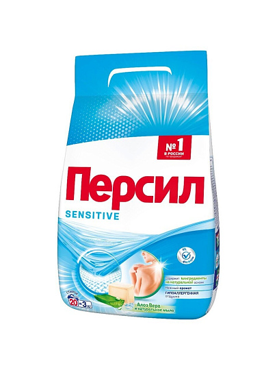Стиральный порошок Персил, 3 кг, автомат, для белого белья, Sensitive