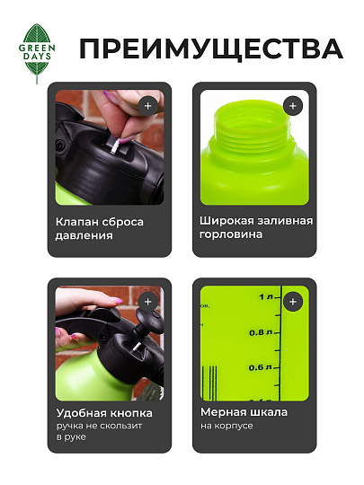 Опрыскиватель садовый Green Days, 2 л, пластик, 8893-00