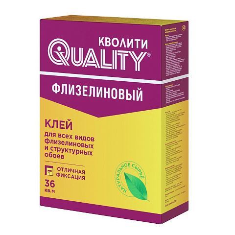 Клей для флизелиновых обоев, Quality, 26 кв.м, 200 г, коробка, 6387