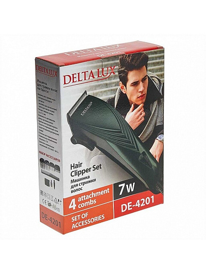 Машинка для стрижки, Delta Lux, DE-4201, сетевая, 7 Вт, зеленая