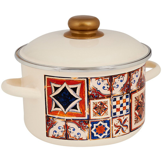 Кастрюля эмалированная сталь, 3 л, крышка сталь, Appetite, Vostok, 1RD181М, индукция