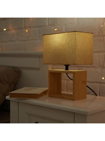 Светильник настольный E27, 40 Вт, светло-серый, Uniel, UML-B401 LIGHT GREY/WOOD, UL-00010956