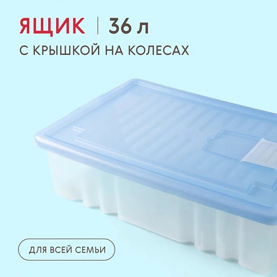 Ящик хозяйственный, 36 л, 61х40х17 см, с крышкой, в ассортименте, Darel, ЯФ0136
