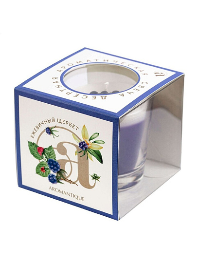 Свеча ароматизированная, в стакане, Aromantique, Ежевичный щербет, 60 гр, АМ40601