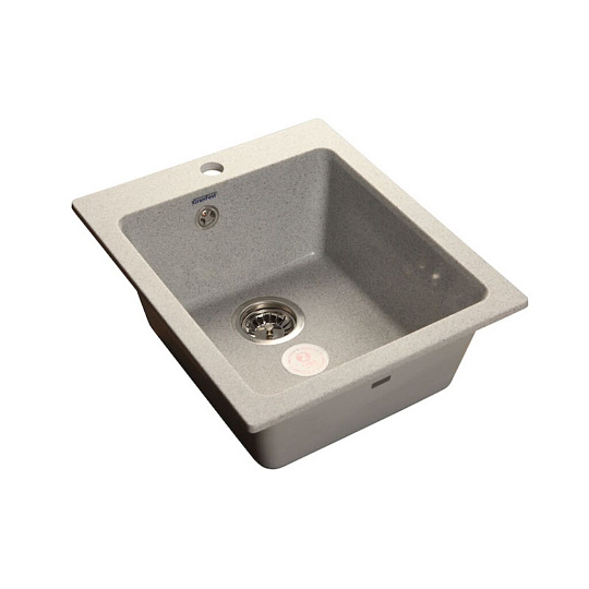 Мойка кухонная врезная, GranFest, Practik, искусственный мрамор, 505х427 мм, + сифон, 1 чаша, серая, GF-P-505