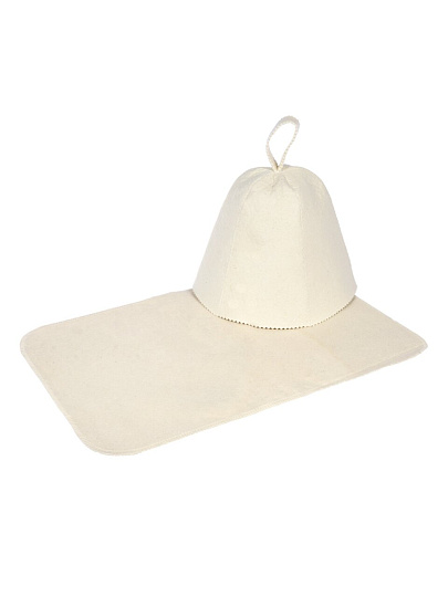 Набор для бани 2 предмета, шапка Классик, коврик белый, Банные штучки, 41103