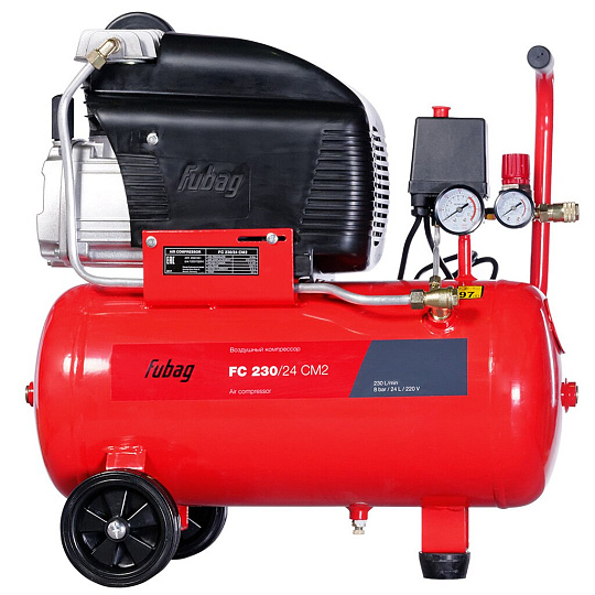 Компрессор масляный, Fubag, FC 230/24 CM2, 1.5 кВт, поршневой, 24 л, 230 л/мин, 8 бар, прямой, 61431378