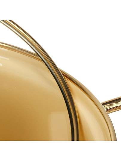 Кастрюля эмалированная сталь, 4 л, крышка стекло, ручки золото, RasheL, Gold, R-07720, кремовая, индукция
