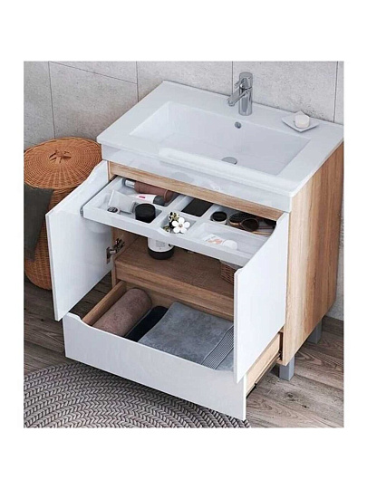 Тумба VIGO, GRANI, 60 см, 2 ящика, Элина 60, дуб золотая