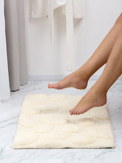 Коврик для ванной, 0.5х0.8 м, микрофибра, белый, Silvano, Лиона