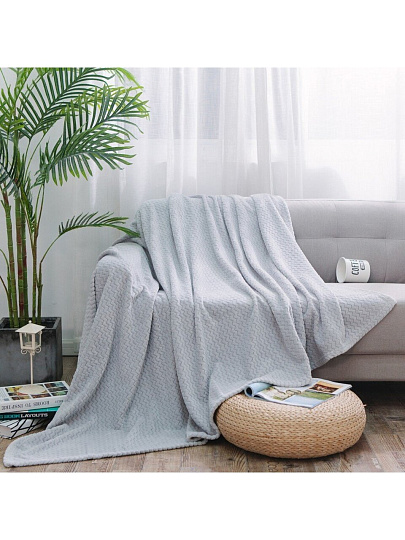 Плед евро, 200х220 см, велсофт жаккард, 100% полиэстер, Silvano, ZigZag, светло-серый, 200/009-ZZG/CL