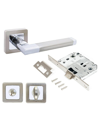 Комплект для сантехнической двери Аллюр, ВЕНСАН SN/CP+L7050S SN+BK-S1 SN/CP(2682/S7050), 14 667, матовый никель